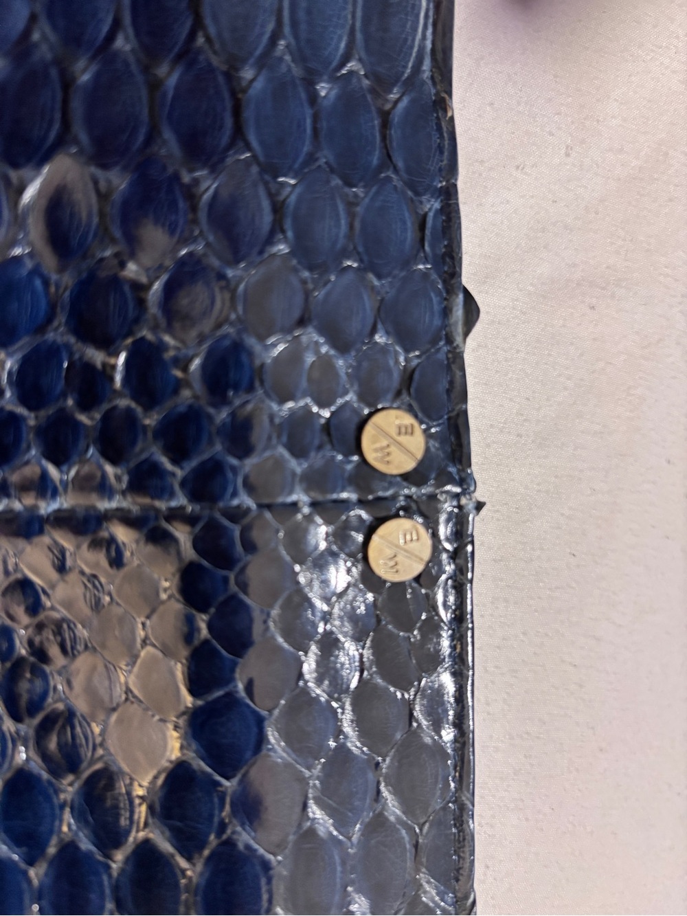 Patent Navy Python-Embossed Clutch - Picture 3 of 4